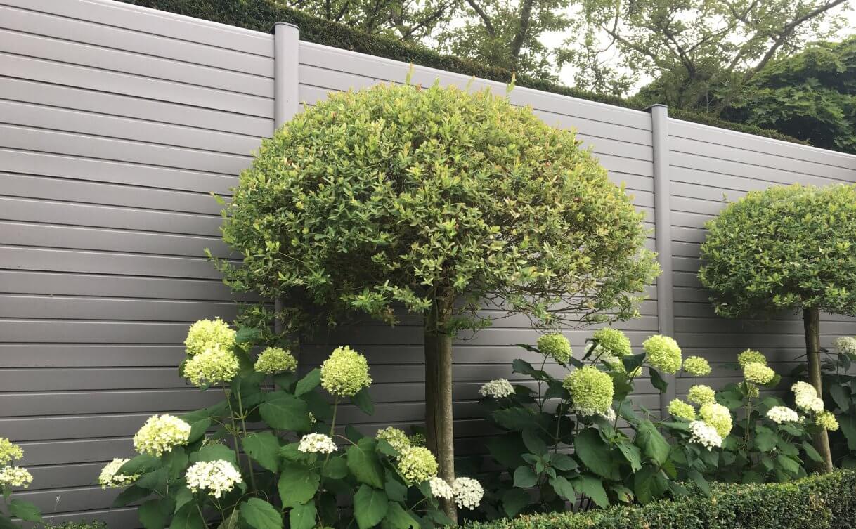 ECOfencing kunststof tuinscherm in de grijze kleur