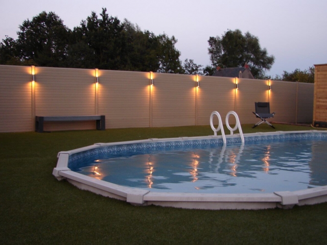 ECOfencing tuinscherm beige met opbouwspots