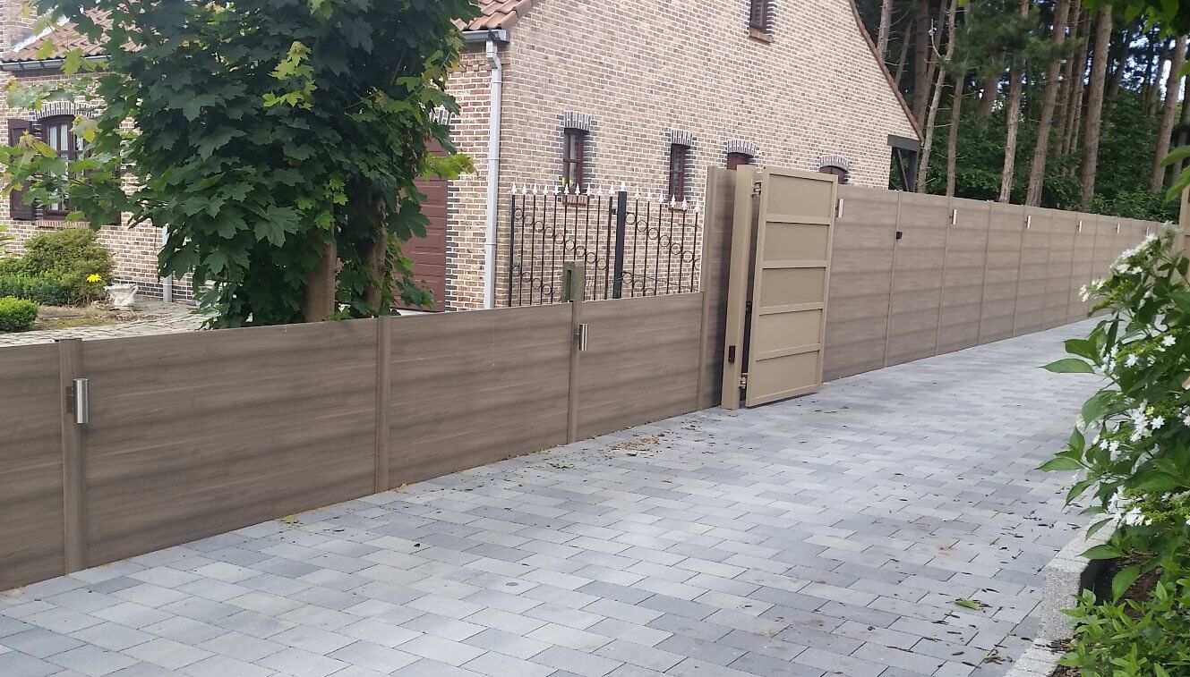 ECOfencing kunststof tuinscherm in de grijze kleur